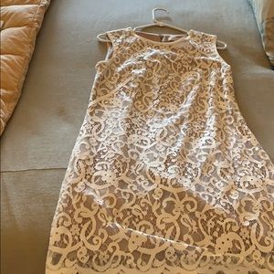 Sleeves lace dress with beige lining, worn 1 time